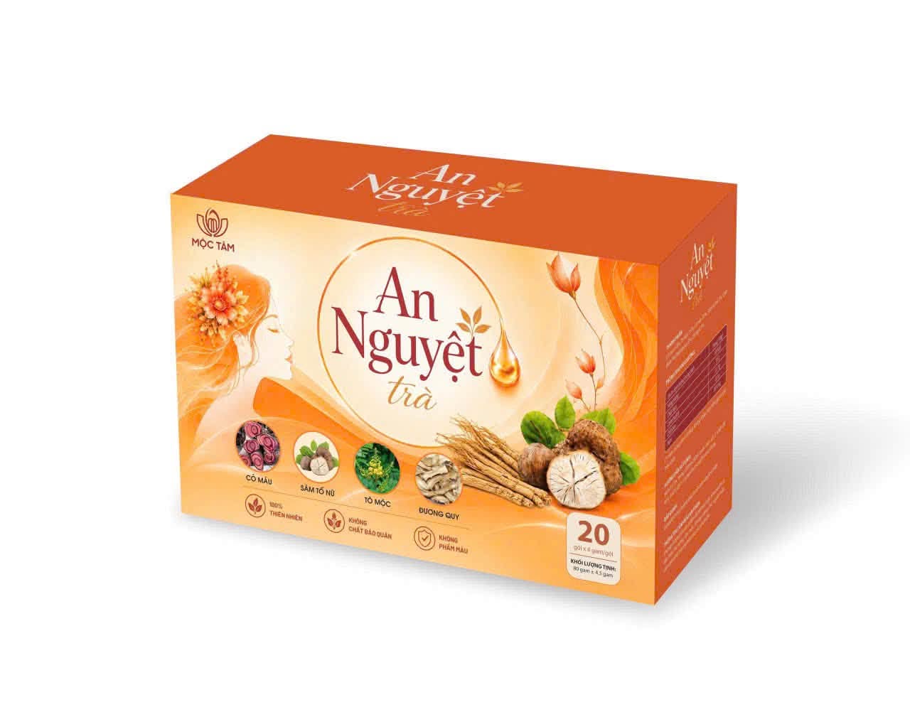 Một hộp An Nguyệt Trà Mộc Tâm 20 túi lọc 4 gam